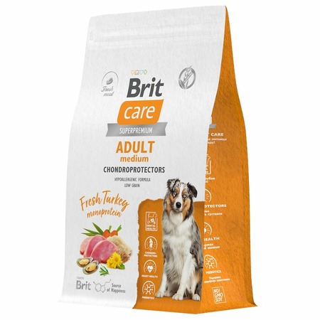 Brit Care Dog Adult M Dental Health сухой корм для взрослых собак средних пород для здоровья полости рта, с индейкой - 3 кг фото 6