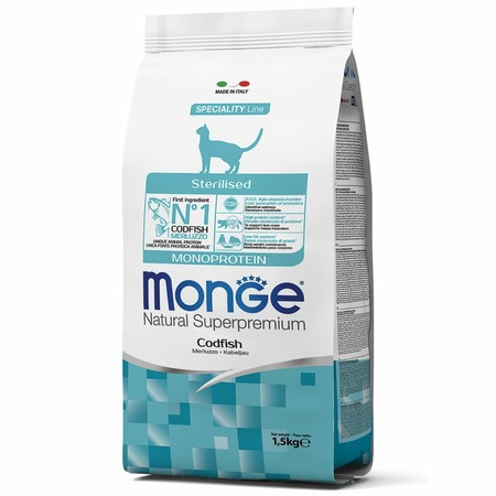 Monge Cat Speciality Line Monoprotein Sterilised полнорационный сухой корм для стерилизованных кошек, с треской - 1,5 кг фото 6
