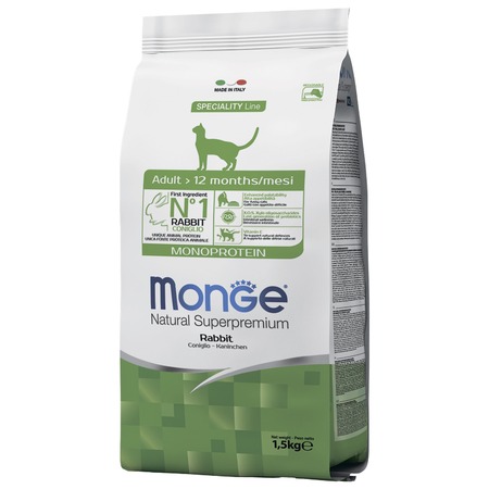 Monge Cat Speciality Line Monoprotein Adult полнорационный сухой корм для для кошек, с кроликом - 1,5 кг фото 6