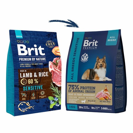 Brit Premium Dog Sensitive сухой корм для взрослых собак всех пород с чувствительным пищеварением с ягненком и индейкой - 3 кг фото 7