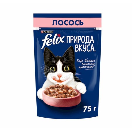 Felix Природа вкуса влажный корм для кошек, с лососем,в паучах - 75 г фото 7