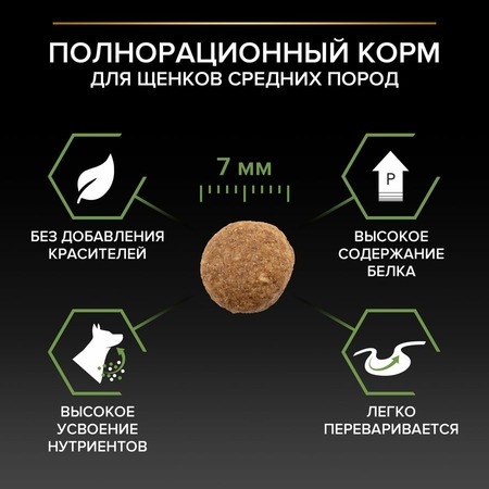 Purina Pro Plan Medium Puppy сухой корм для щенков средних пород с курицей - 12 кг фото 7