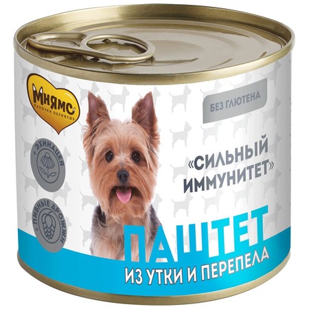 Мнямс Сильный Иммунитет паштет для взрослых собак всех пород из утки и перепела в консервах - 200 г (12 шт в уп) фото 8