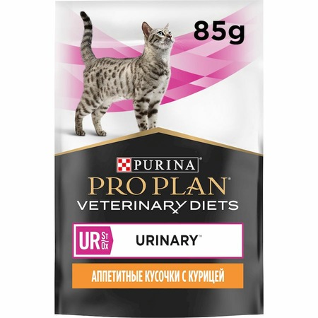 Pro Plan Veterinary Diets UR St/Ox Urinary полнорационный влажный корм для взрослых кошек диетический, при болезнях нижних отделов мочевыводящих путей, с курицей, в паучах - 85 г фото 8