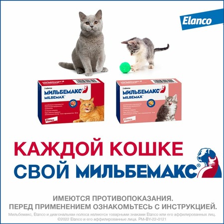 Elanco Мильбемакс таблетки от глистов для котят и молодых кошек (2 таблетки) фото 9