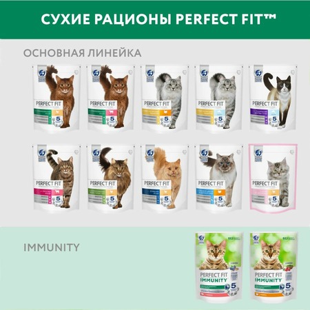 Perfect Fit Immunity сухой корм для кошек для укрепления иммунитета, с индейкой, спирулиной и клюквой - 580 г фото 9