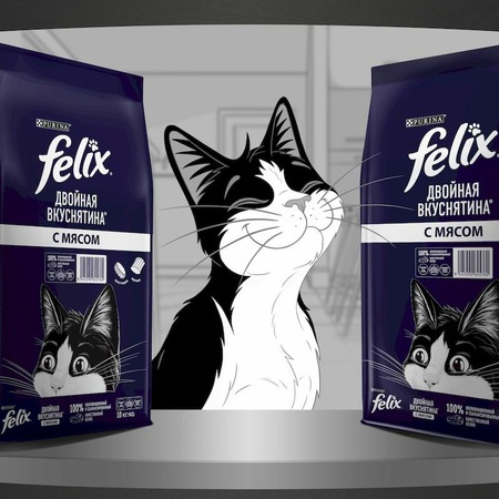 Felix Двойная Вкуснятина сухой корм для взрослых кошек с мясом - 10 кг фото 10