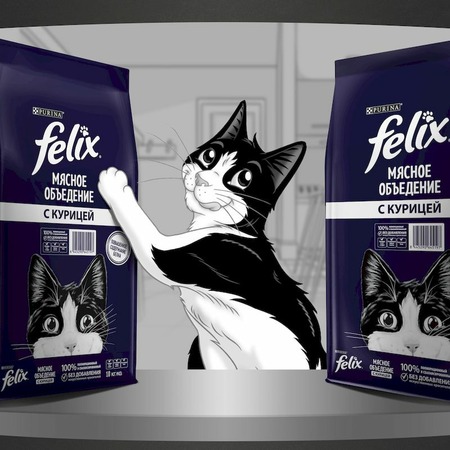 Felix Мясное объедение сухой корм для взрослых кошек с курицей - 10 кг фото 10