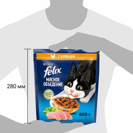 Felix Мясное объедение полнорационный сухой корм для кошек, с курицей фото 10