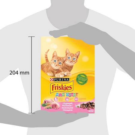Friskies полнорационный сухой корм для котят до года, с курицей, молоком и полезными овощами - 400 г фото 10